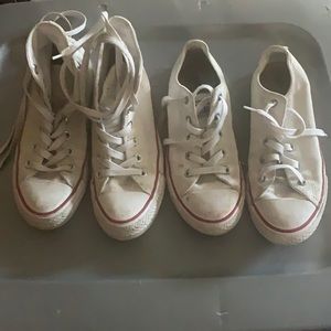 Used Converse white High and low top Bundle